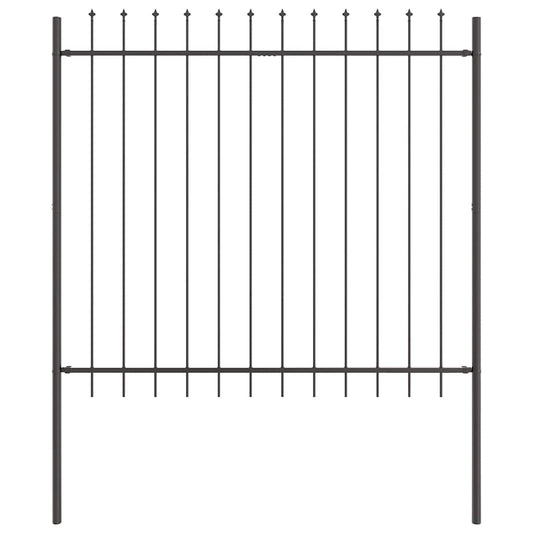 Gartenzaun Grau 1,7 x 1,5 m Pulverbeschichteter Stahl