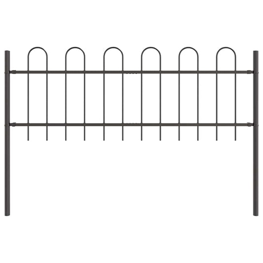 Gartenzaun Grau 1.7 x 0.6 m Pulverbeschichteter Stahl