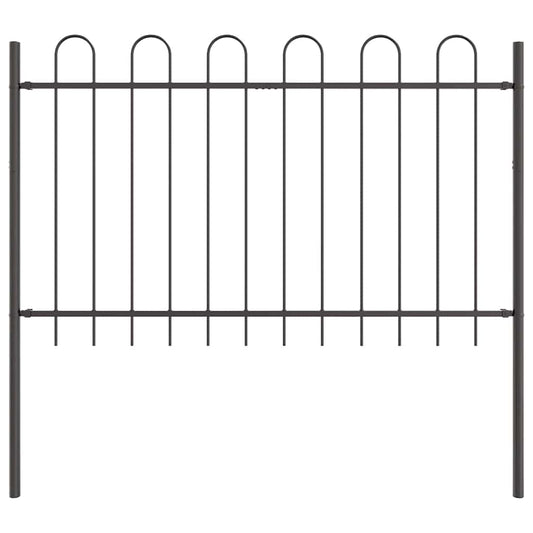 Gartenzaun Grau 1,7 x 0,8 m Pulverbeschichteter Stahl