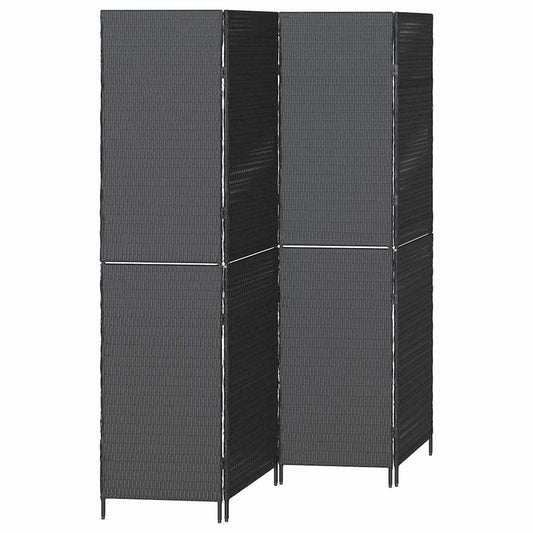 Raumteiler Schwarz 195 x 180 cm Poly-Rattan