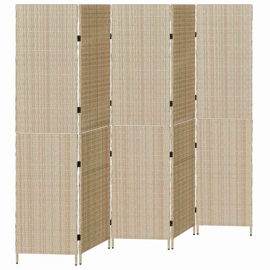 Raumteiler Beige 242 x 180 cm Poly-Rattan
