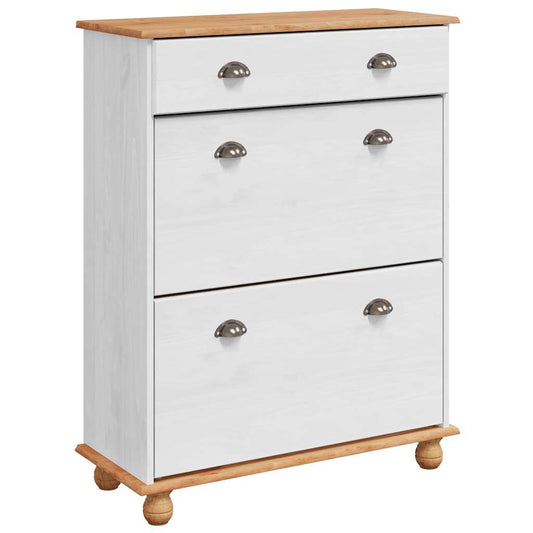 Schuhschrank ASKIM Weiß 85 x 35 x 108 cm Massivholz Kiefer