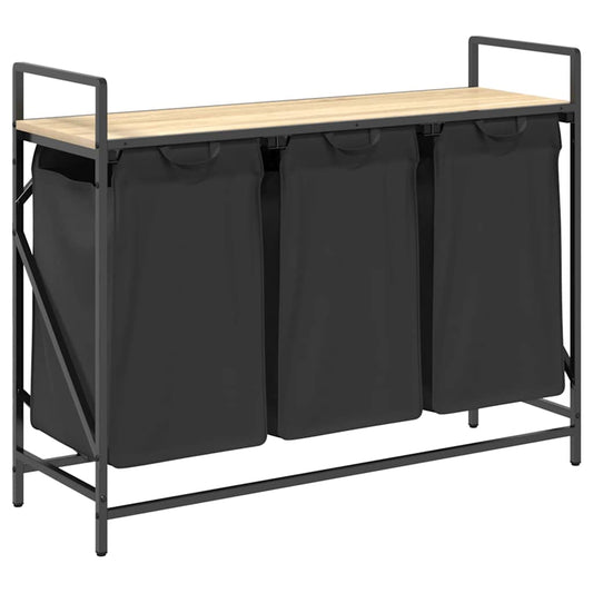 Wäschekorb 3 Fächer mit Ablage Sonoma-Eiche