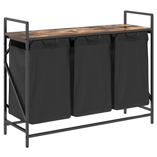 Wäschekorb 3 Fächer mit Ablage Räuchereiche