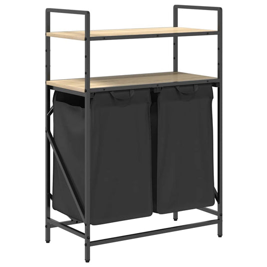 Wäschekorb 2 Fächer mit Ablagen Sonoma Eiche