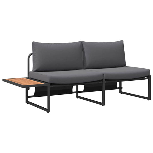 Gartensofa mit Kissen Braun 200.5 x 70 x 85.5 cm Metall