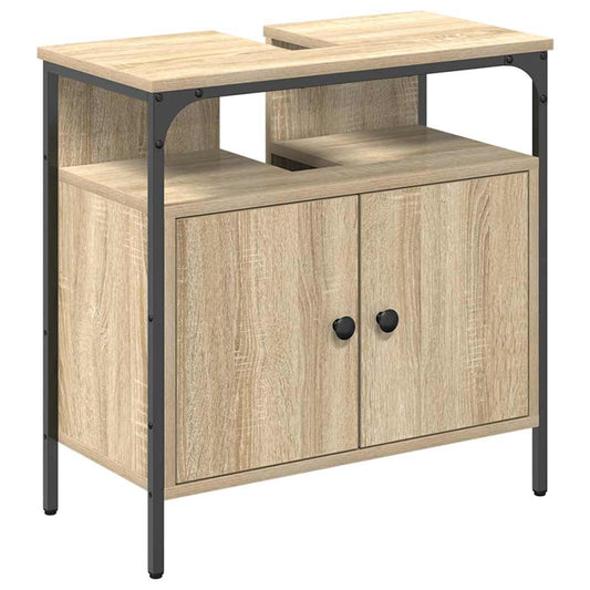 Badezimmerschrank mit Tür Beige 60 x 30 x 60 cm Holzwerkstoff