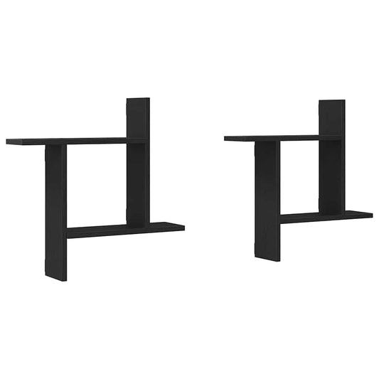 Wandregale 2 Stk. Schwarz Eichen-Optik 50x12x50cm Holzwerkstoff