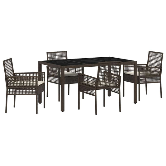 Garten Essgruppe 5 pcs Braun Poly Rattan
