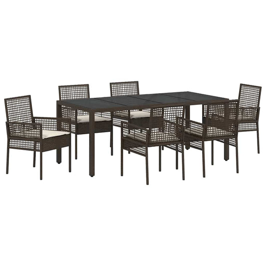 Garten Essgruppe 7 pcs Braun Poly Rattan