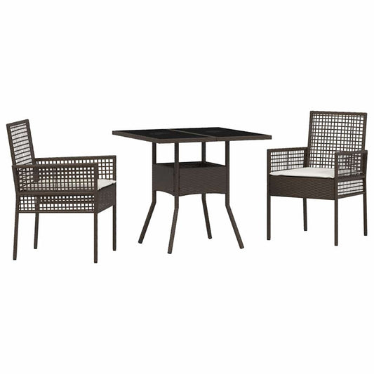Garten Essgruppe 3 pcs Braun Poly Rattan