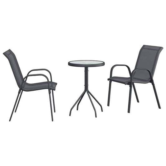 Garten Bistro Set 3 pcs Grau Stahl
