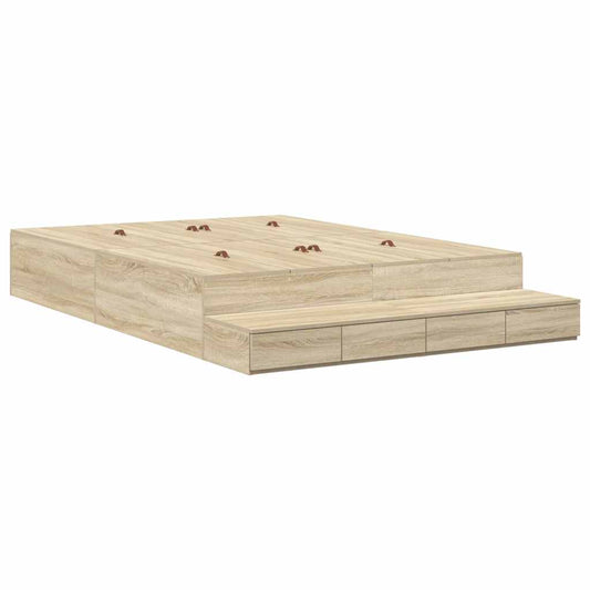 Aufbewahrungsbettgestell Sonoma-Eiche 135 cm Holzwerkstoff