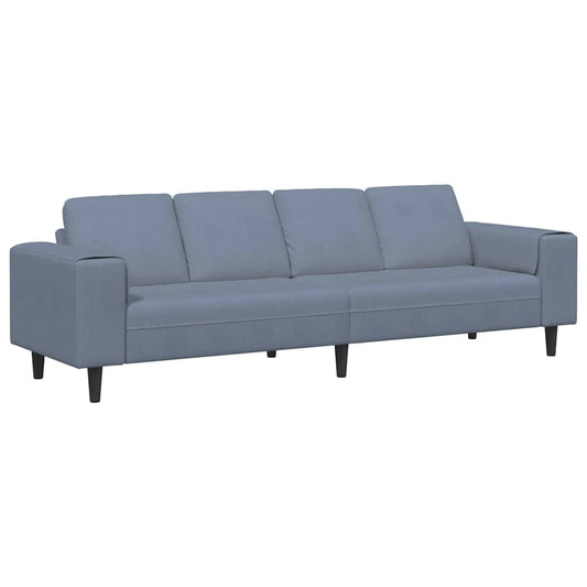 Stoffsofa mit Kissen Blau 208 cm Cordstoff