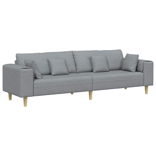 Stoffsofa mit Kissen Hellgrau 208 cm Stoff