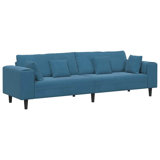 Samt Sofa mit Kissen Blau 208 cm Samt
