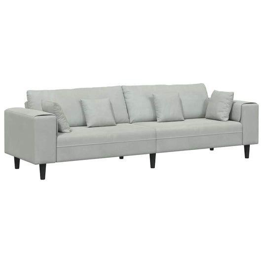 Samt Sofa mit Kissen Hellgrau 208 cm Samt