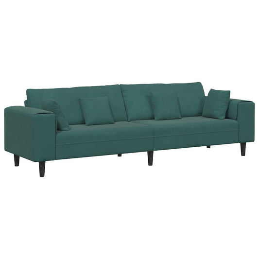Samt Sofa mit Kissen Dunkelgrün 208 cm Samt