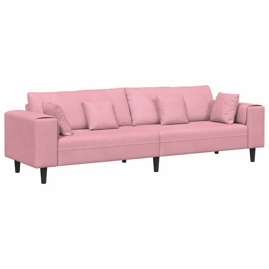Samt Sofa mit Kissen Rosa 209 cm Samt