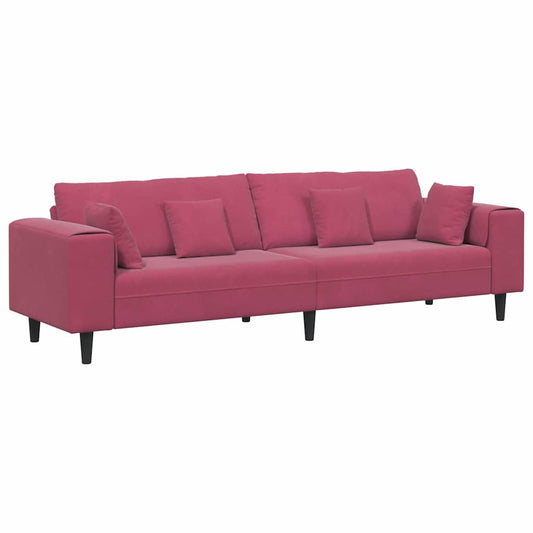 Samt Sofa mit Kissen Weinrot 208 cm Samt
