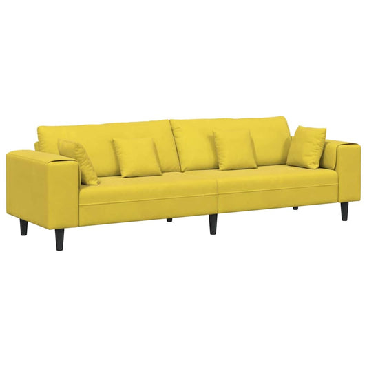 Samt Sofa mit Kissen Gelb 210 cm Samt