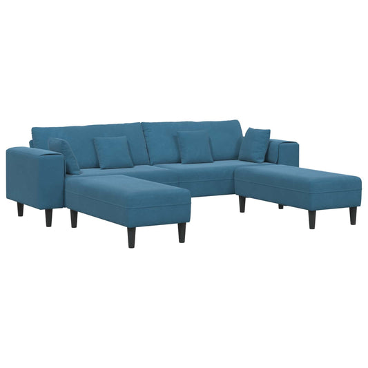 Samt Sofa mit Kissen 3 pcs Blau 208 cm Samt