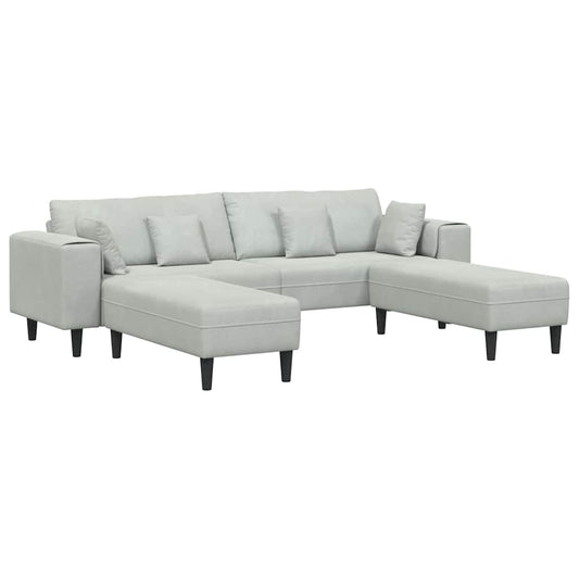 Samt Sofa mit Kissen 3 pcs Hellgrau 208 cm Samt