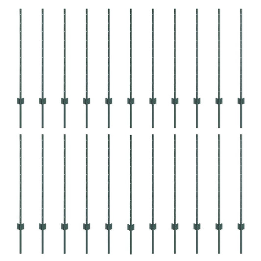 Zaunpfosten 22 pcs Grün 140 cm Stahl