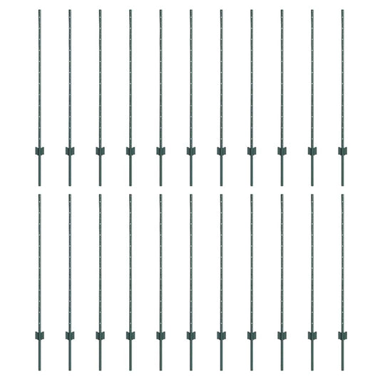 Zaunpfosten 22 pcs Grün 160 cm Stahl