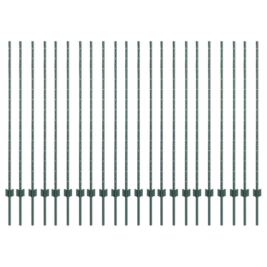 Zaunpfosten 22 pcs Grün 180 cm Stahl
