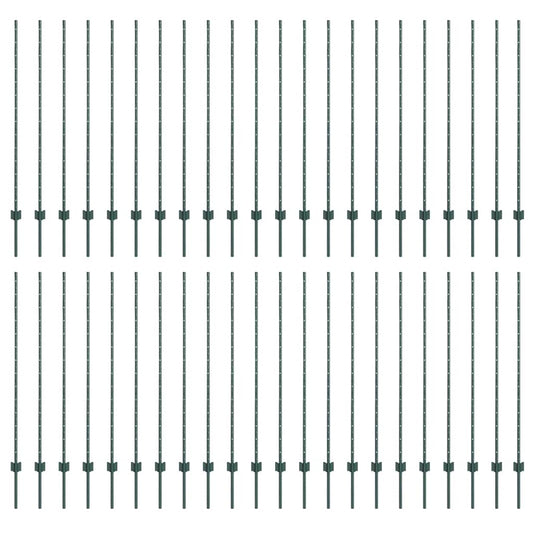 Zaunpfosten 44 pcs Grün 180 cm Stahl