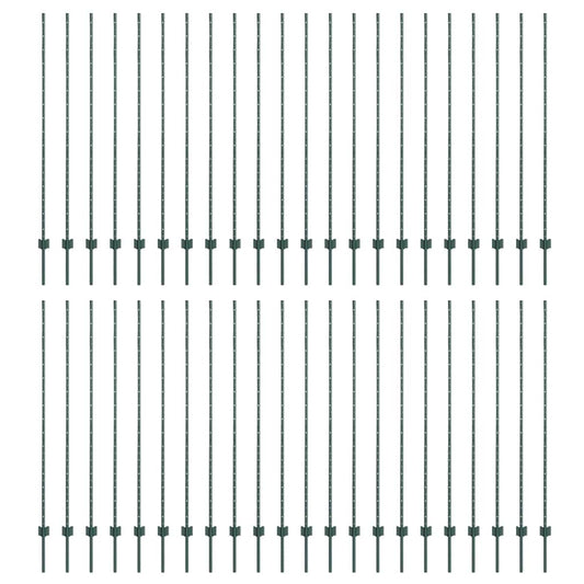 Zaunpfosten 44 pcs Grün 200 cm Stahl