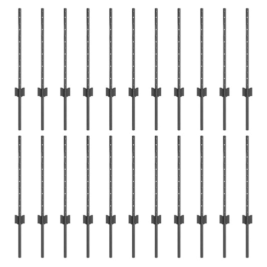 Zaunpfosten 22 pcs Grau 100 cm Stahl