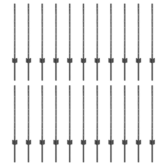 Zaunpfosten 22 pcs Grau 120 cm Stahl