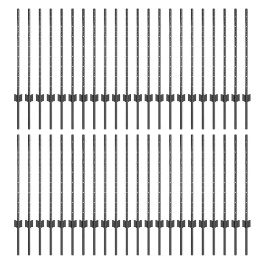 Zaunpfosten 44 pcs Grau 120 cm Stahl