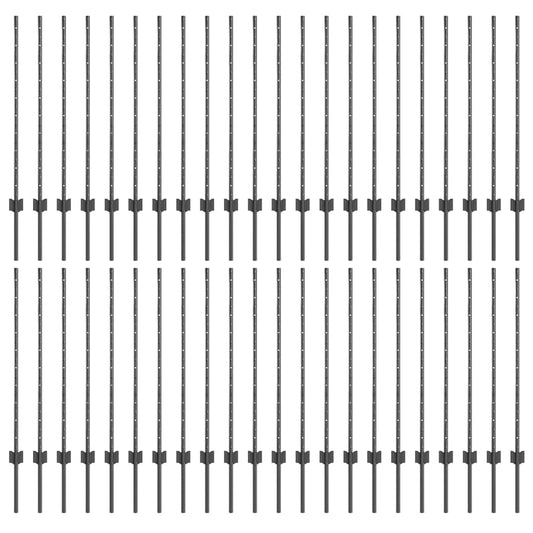 Zaunpfosten 88 pcs Grau 140 cm Stahl