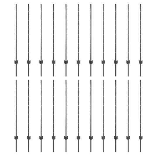 Zaunpfosten 44 pcs Grau 160 cm Stahl