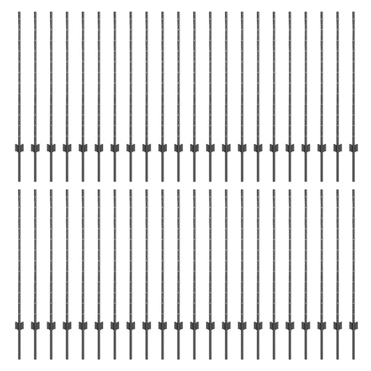 Zaunpfosten 88 pcs Grau 160 cm Stahl