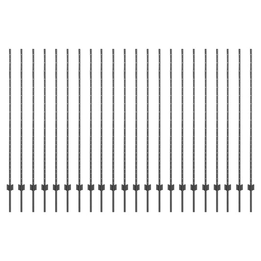 Zaunpfosten 44 pcs Grau 200 cm Stahl