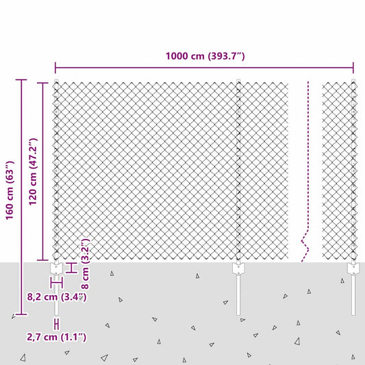 Zaun und Pfosten Grün 1,2 x 10 m Stahl