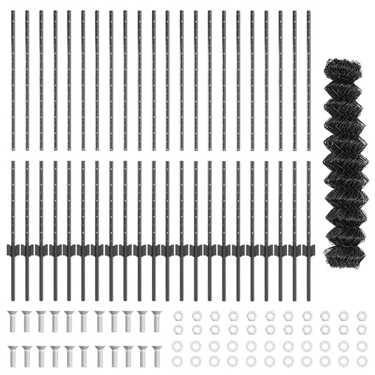 Zaun und Pfosten Grau 1,2 x 25 m Stahl
