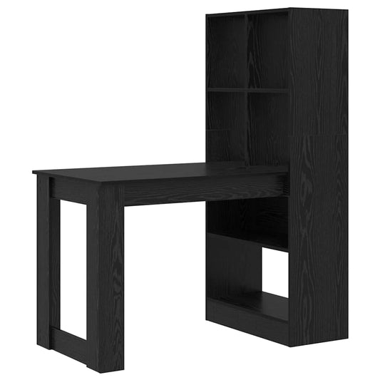 Schreibtisch mit Regal Schwarz Eichen-Optik 122 x 67 x 145 cm