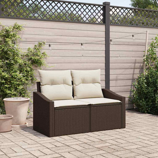 Gartensofa mit Kissen Braun 123 x 62 x 69cm Poly-Rattan
