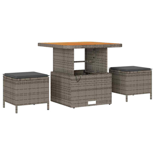 Garten Essgruppe Grau Poly Rattan