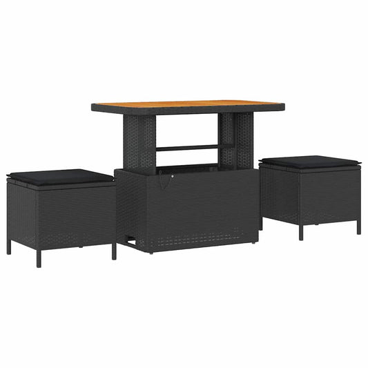 Garten Essgruppe Schwarz Poly Rattan