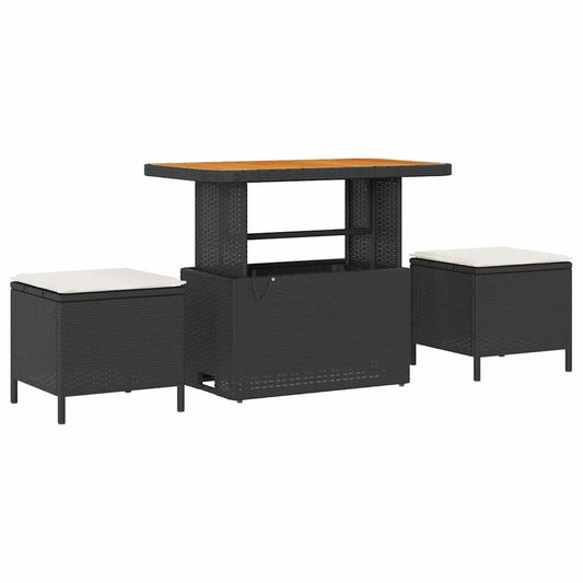 Garten Essgruppe Schwarz Poly Rattan