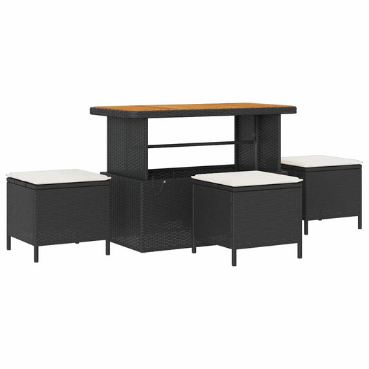 Garten Essgruppe Schwarz Poly Rattan