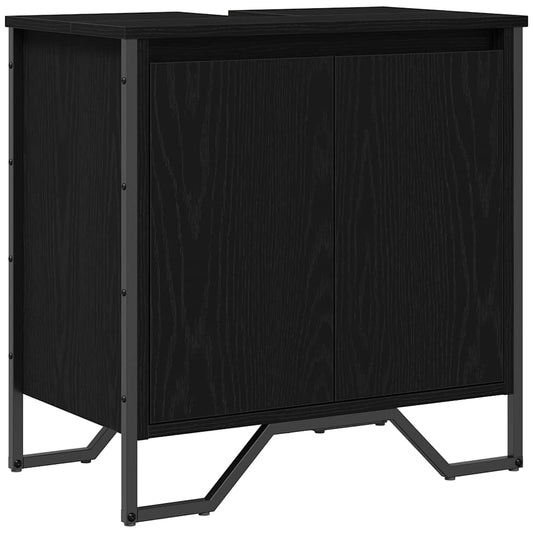Waschbeckenschrank mit Tür Schwarz Eichen-Optik 60 x 35 x 60 cm