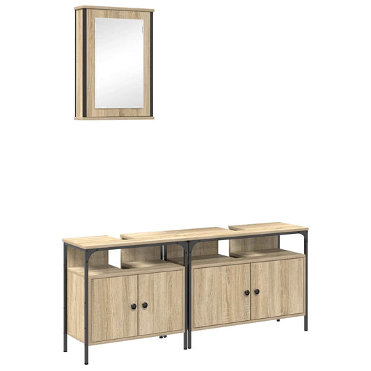 Badezimmermöbel-Set mit Regal mit Tür 3 pcs Braun Holzwerkstoff
