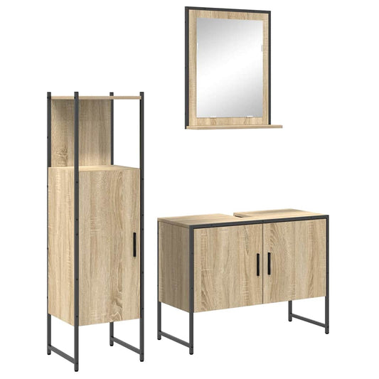 Badezimmermöbel-Set mit Regal mit Tür 3 pcs Braun Holzwerkstoff